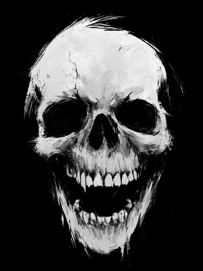 Grinning Skull Black-White Poster. poster