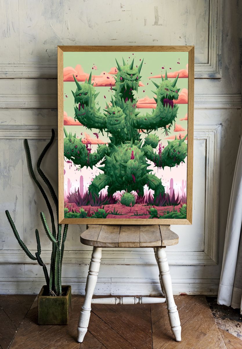 Cactus Monster Desert Print. — room view 1