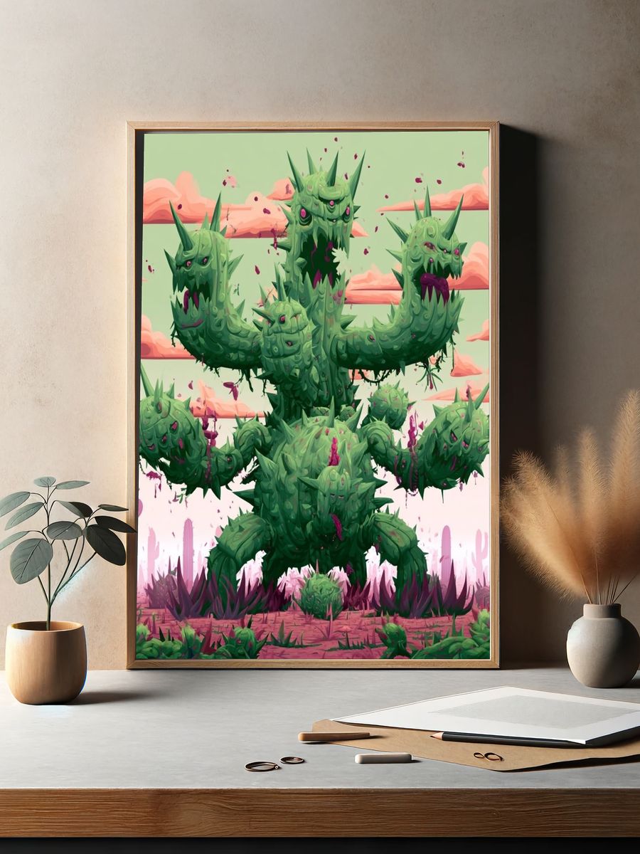 Cactus Monster Desert Print. — room view 2