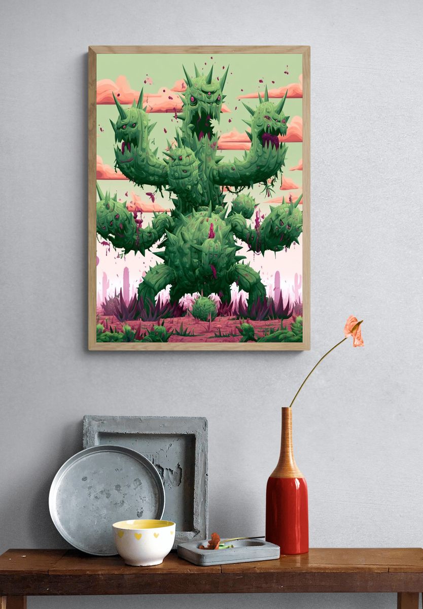 Cactus Monster Desert Print. — room view 3