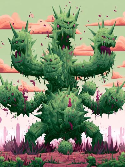 Cactus Monster Desert Print. poster