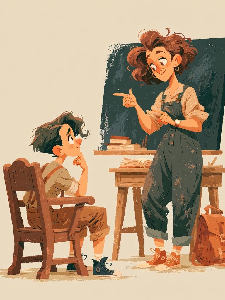 Teacher and Student Illustration Poster. poster detail