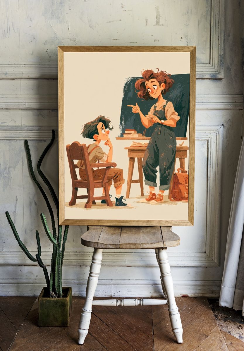 Teacher and Student Illustration Poster. room preview