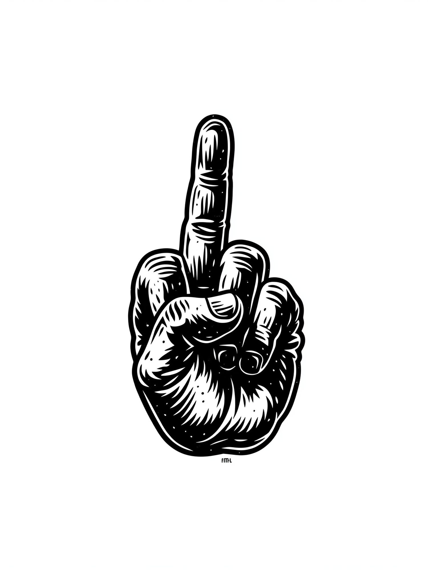 Middle Finger Hand Line-Art Poster. poster detail