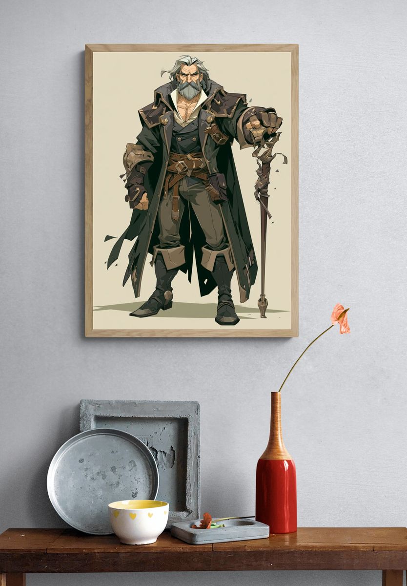 Wandering Warrior Digital Art Poster. — room view 3