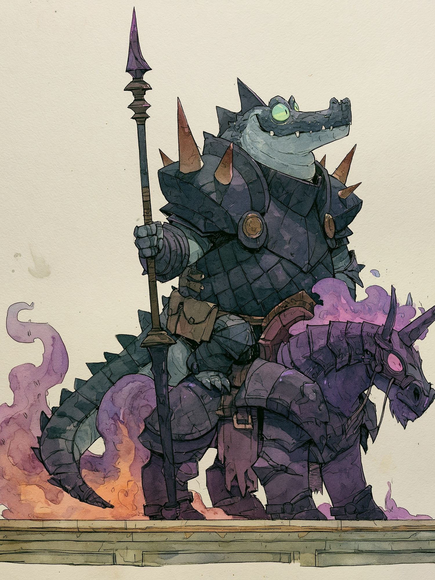Armored Crocodile Knight Print. poster detail