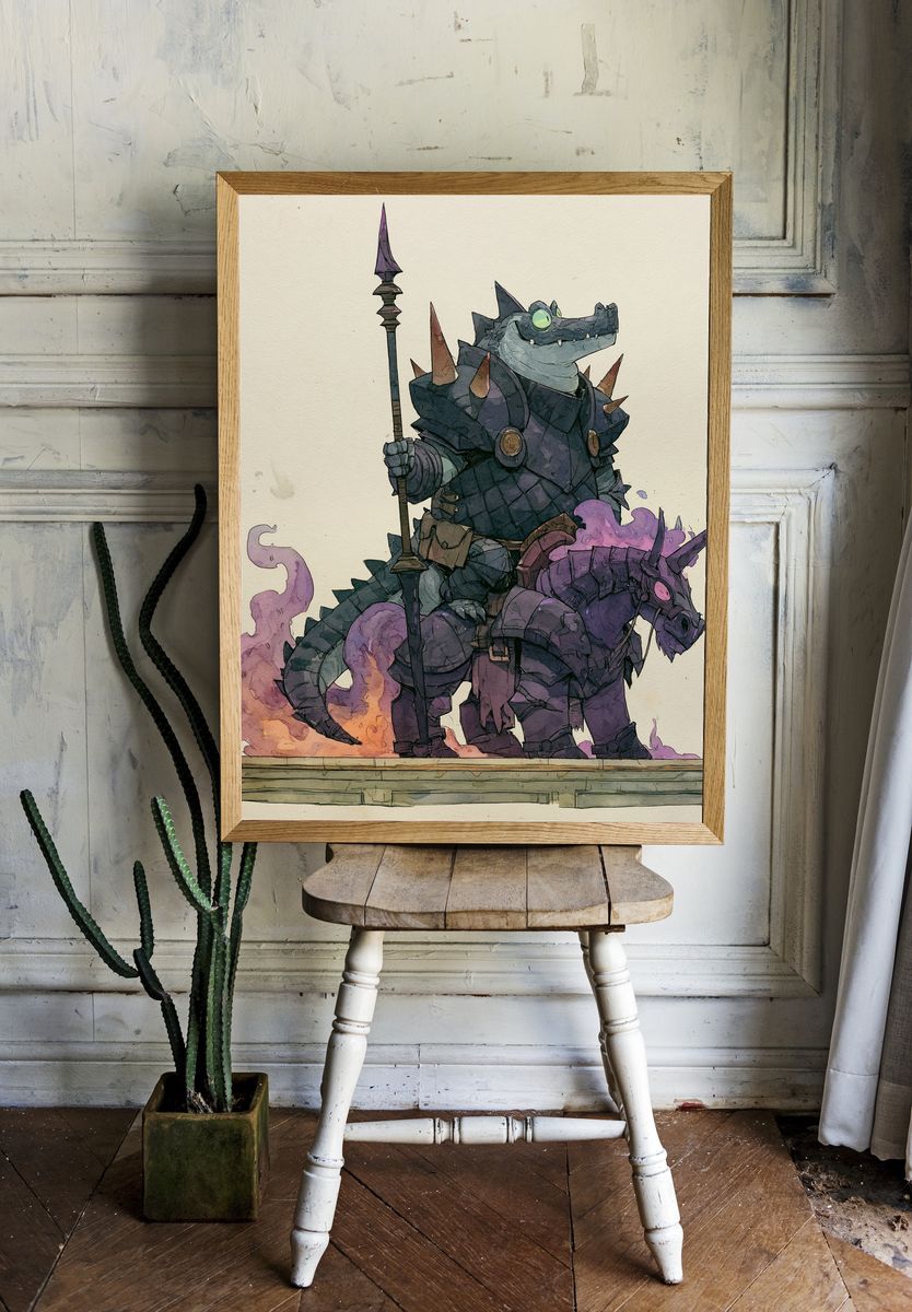 Armored Crocodile Knight Print. — room view 1