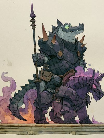 Armored Crocodile Knight Print. poster