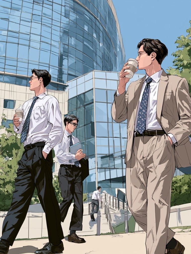 Businessmen City Walk Illustration Poster. poster detail