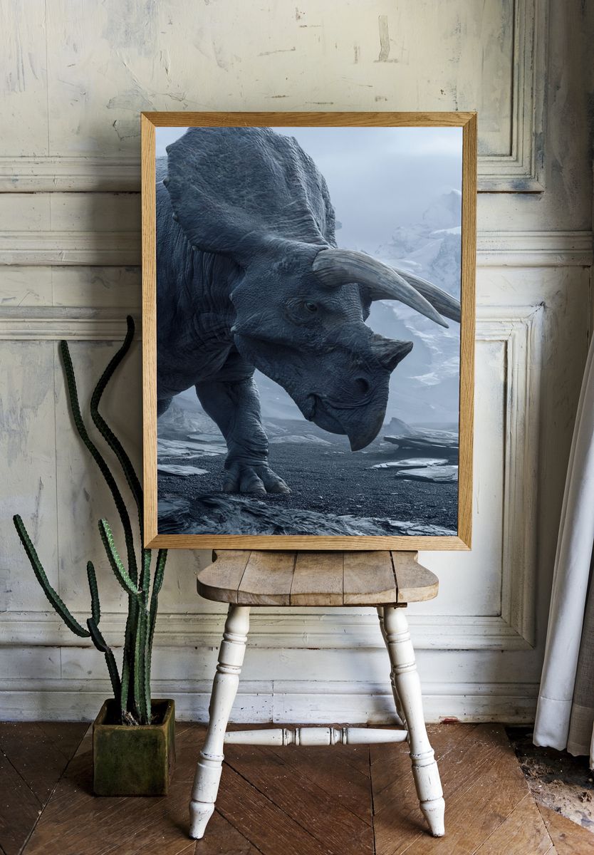 Triceratops in Ice Mist Print. — room view 1