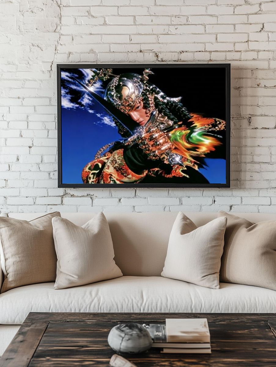 Surreal Chrome Figure Illustration Poster. room preview