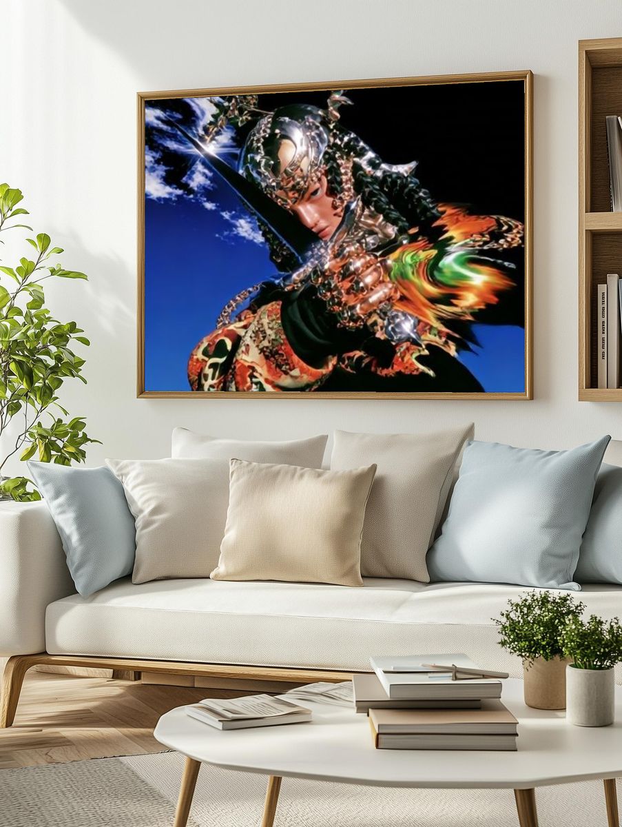 Surreal Chrome Figure Illustration Poster. — room view 2