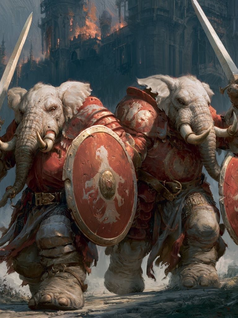 Elephant Warriors Fantasy Illustration Poster. poster detail