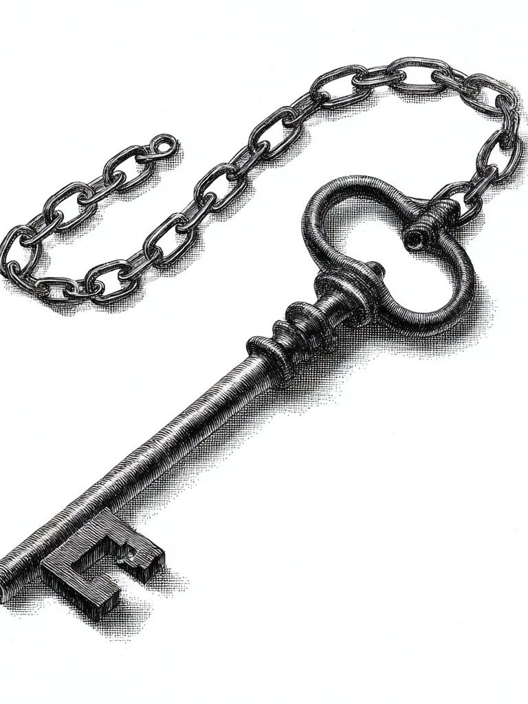 Antique Skeleton Key Illustration Print. poster — illustration art