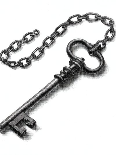 Antique Skeleton Key Illustration Print. poster print