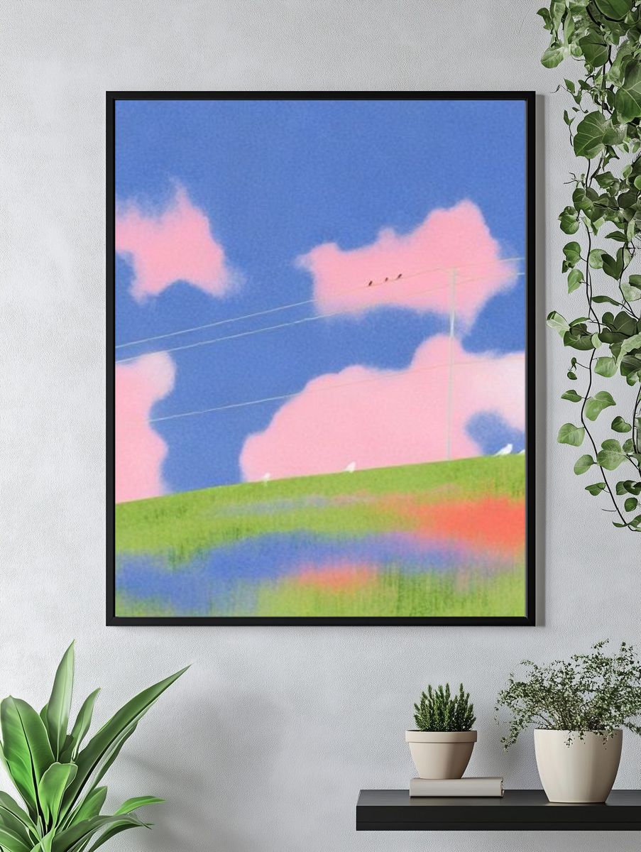 Pastel Cloudscape Illustration Poster. — room view 4