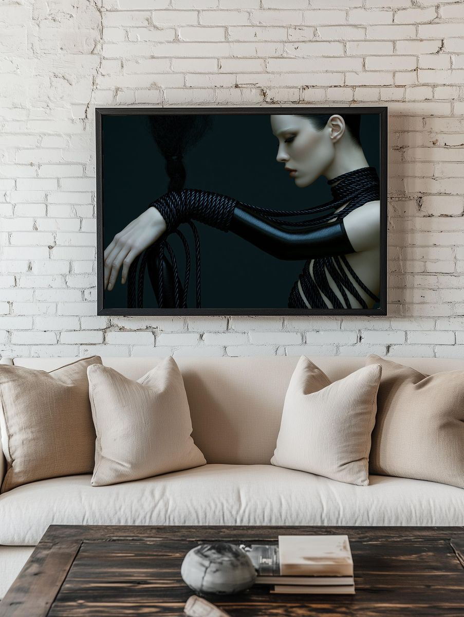 Surreal Rope Portrait Print. room preview
