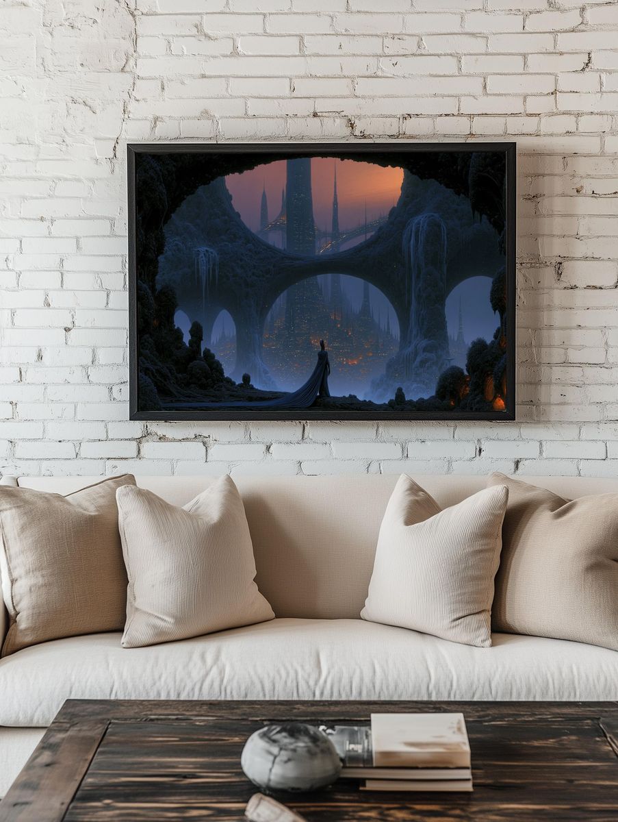 Futuristic Cityscape — Sci-Fi Print. — room view 1