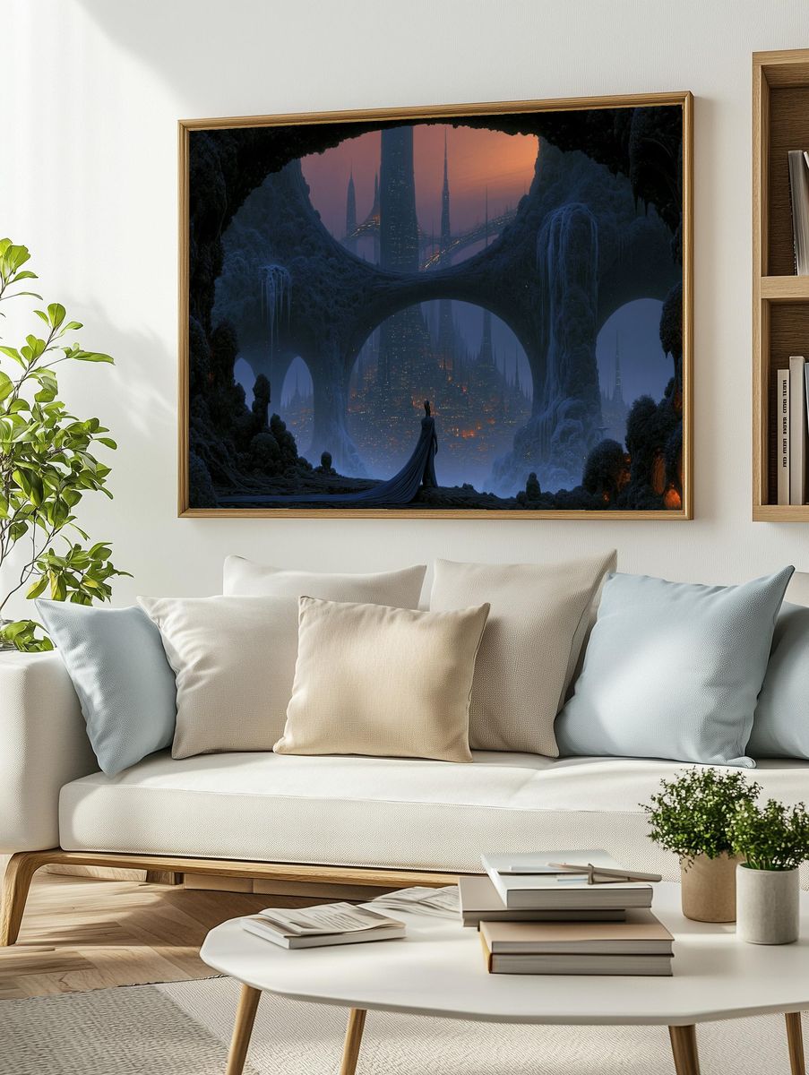 Futuristic Cityscape — Sci-Fi Print. — room view 2