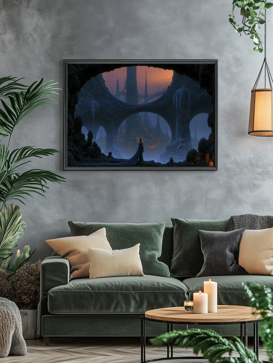 Futuristic Cityscape — Sci-Fi Print. — room view 4