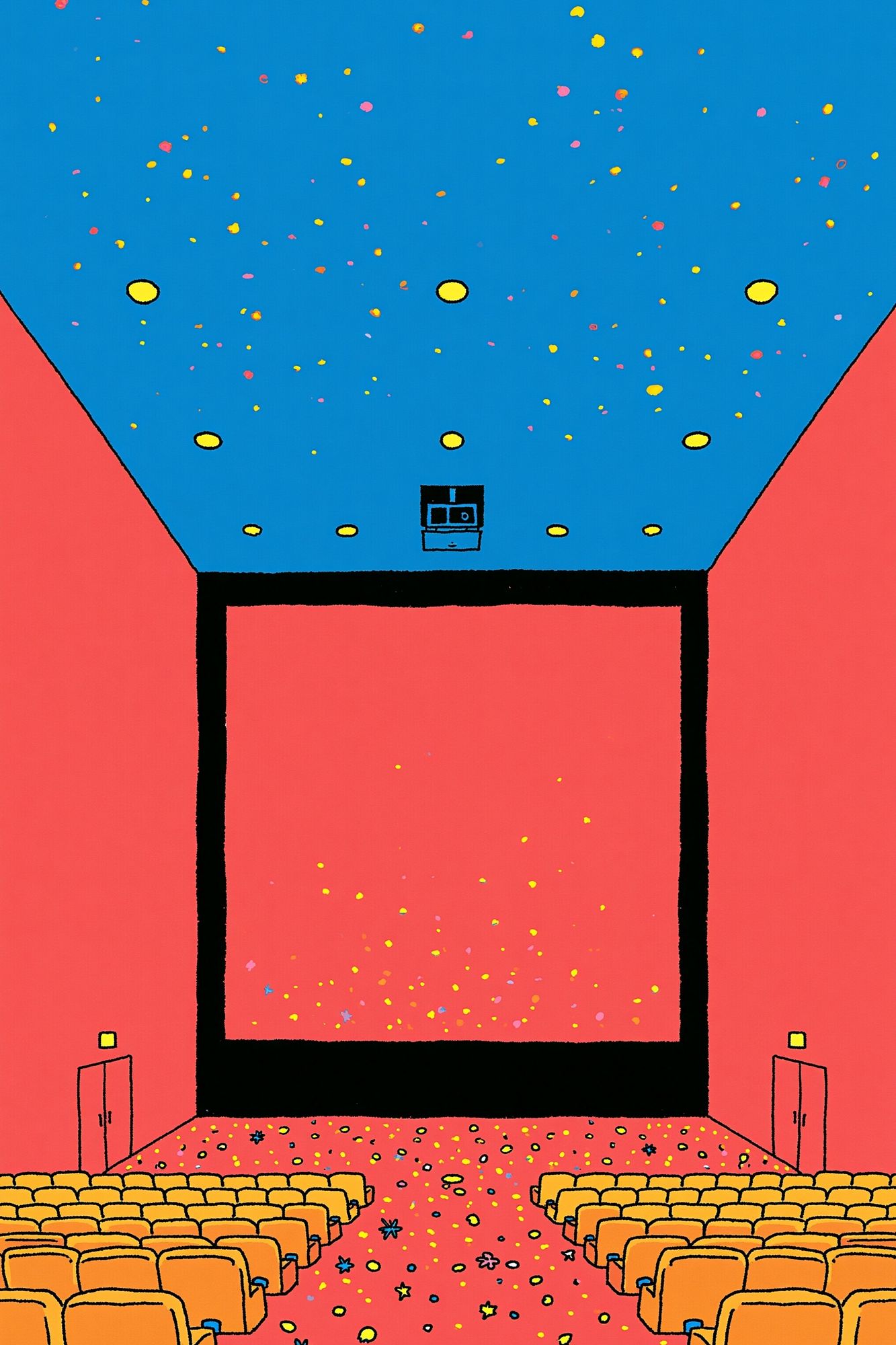 Colorful Cinema Hall Illustration Poster. poster — illustration art