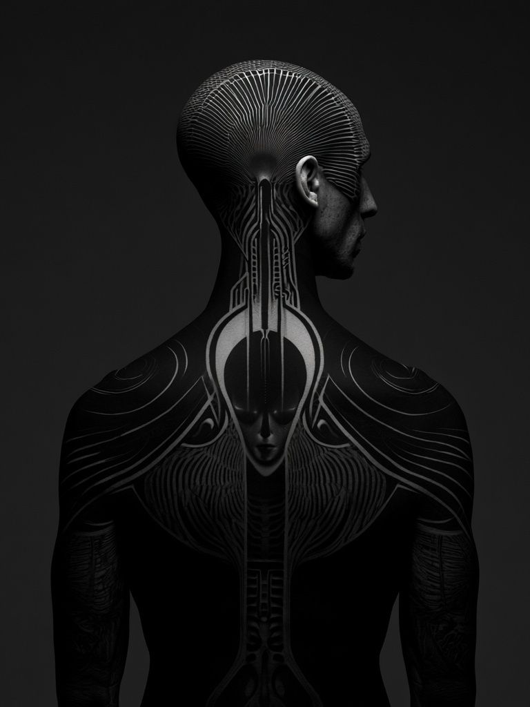 Surreal Cybernetic Figure Poster. poster — illustration art