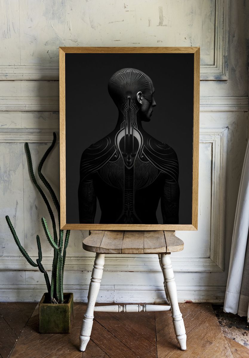 Surreal Cybernetic Figure Poster. — room view 1