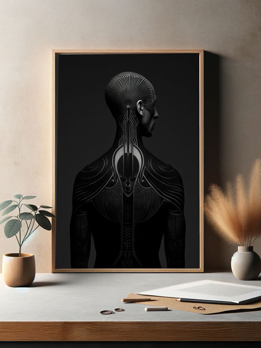 Surreal Cybernetic Figure Poster. — room view 2