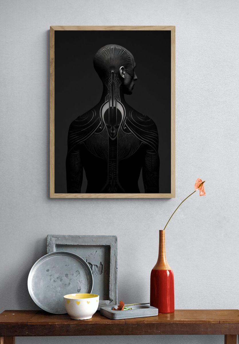 Surreal Cybernetic Figure Poster. — room view 3