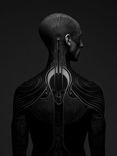 Surreal Cybernetic Figure Poster. poster