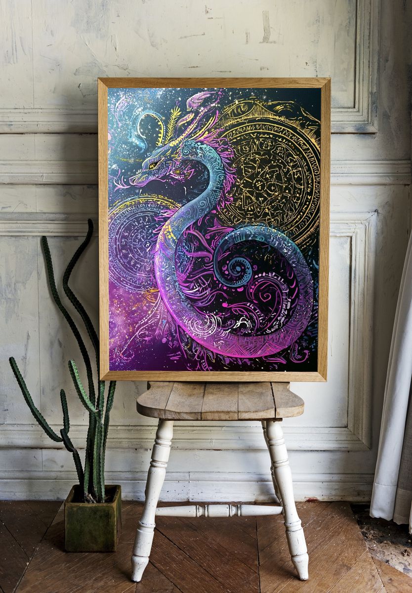Celestial Dragon Abstract Poster. — room view 1