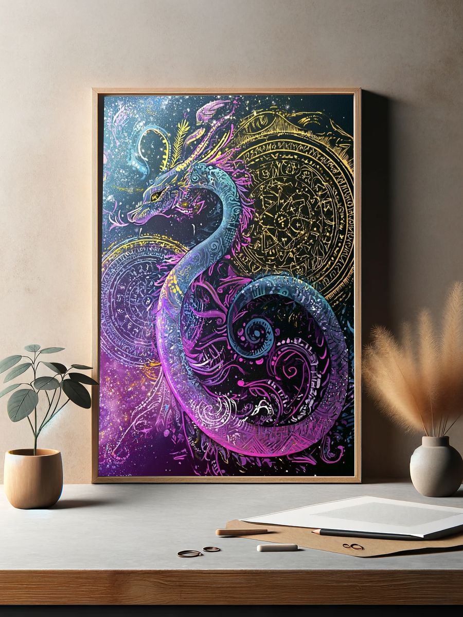Celestial Dragon Abstract Poster. — room view 2