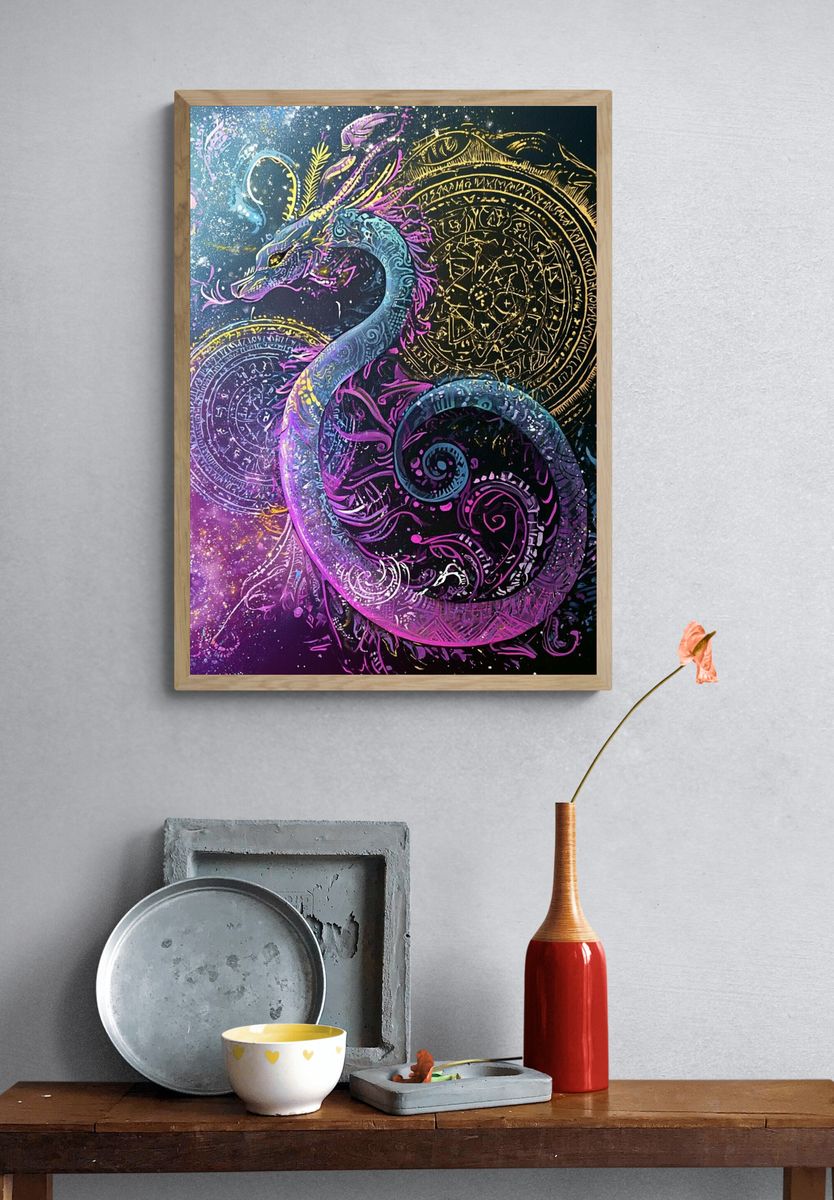 Celestial Dragon Abstract Poster. — room view 3