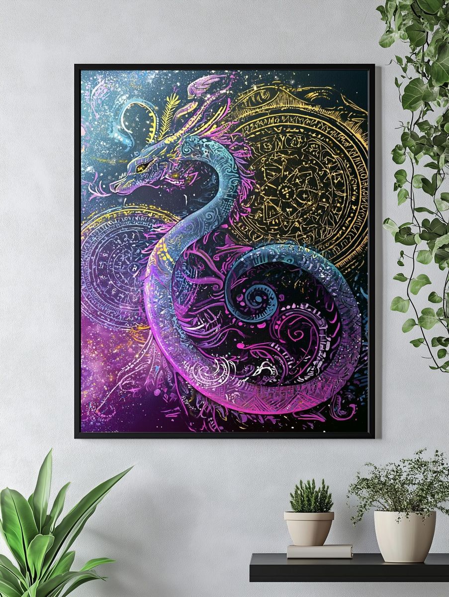 Celestial Dragon Abstract Poster. — room view 4