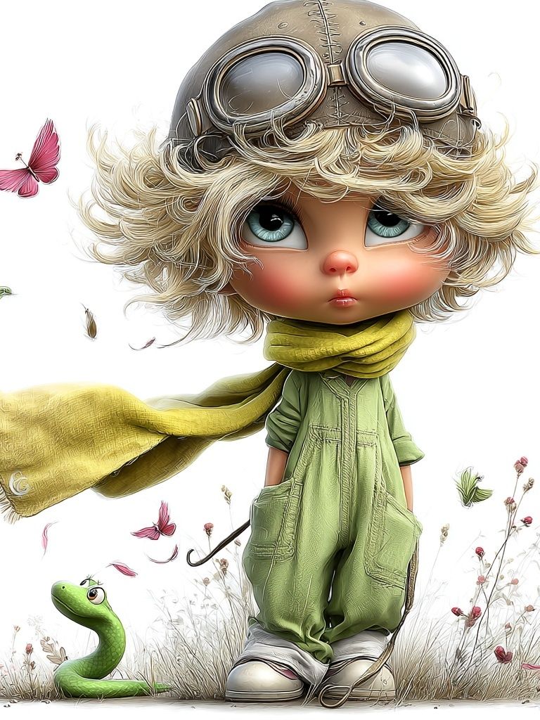 Whimsical Aviator Child Illustration Poster. poster detail