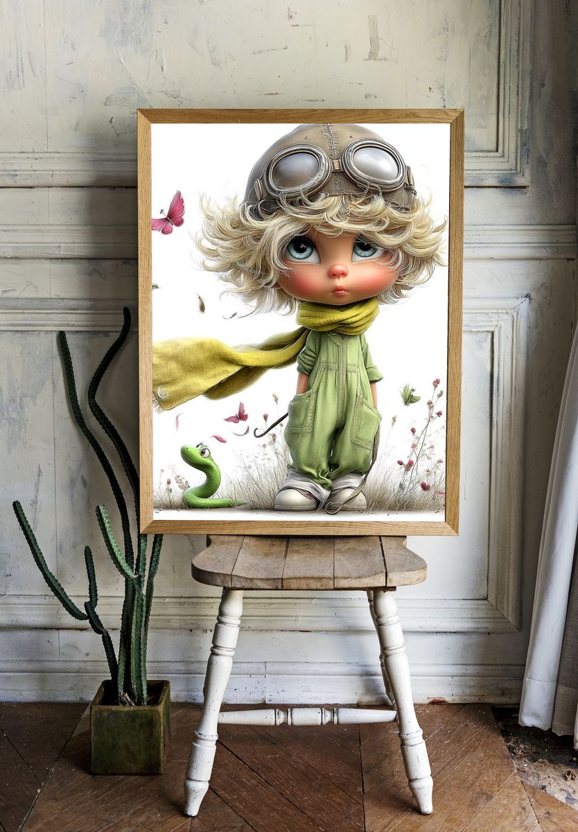 Whimsical Aviator Child Illustration Poster. — room view 1
