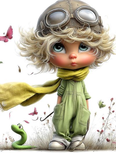 Whimsical Aviator Child Illustration Poster. poster print