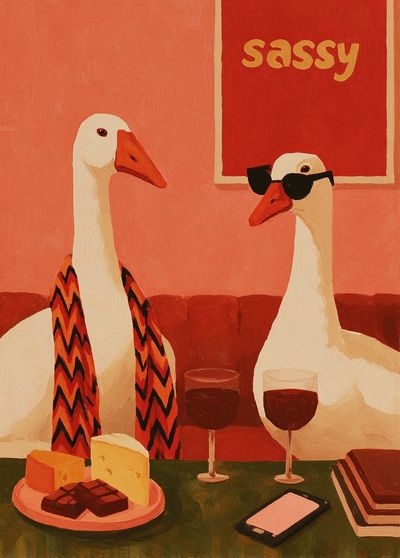 Sassy Geese Illustration Poster. poster