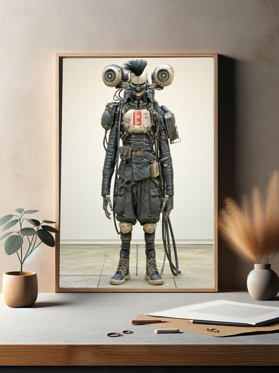 Cyberpunk Robot Figure Poster. — room view 2