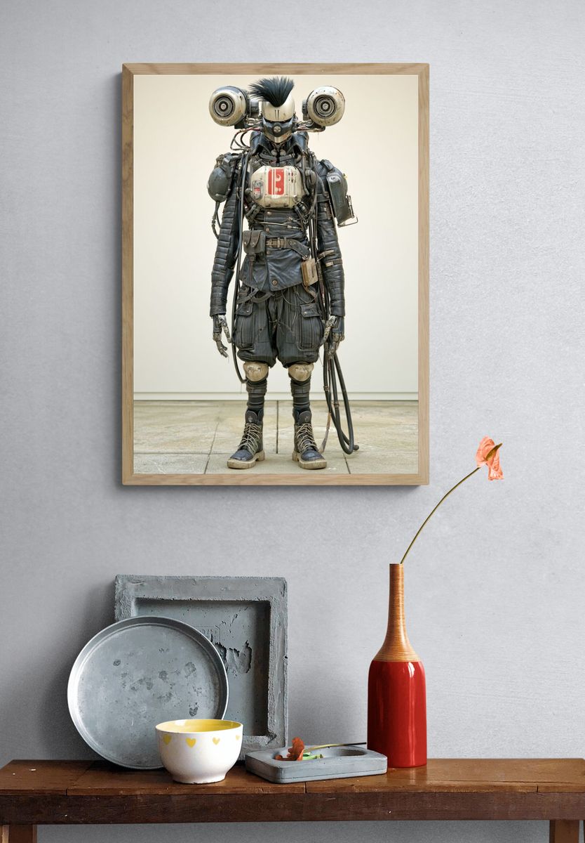 Cyberpunk Robot Figure Poster. — room view 3