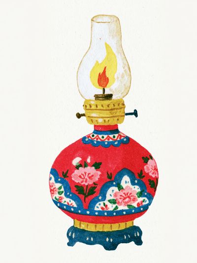 Decorative Oil Lamp Illustration Poster.