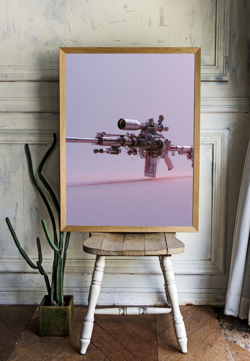 Futuristic Rifle Digital Art Print. — room view 1