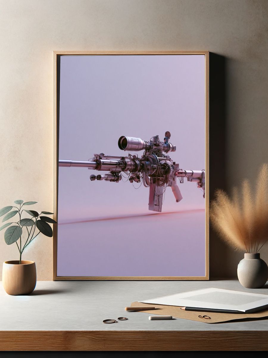 Futuristic Rifle Digital Art Print. — room view 2