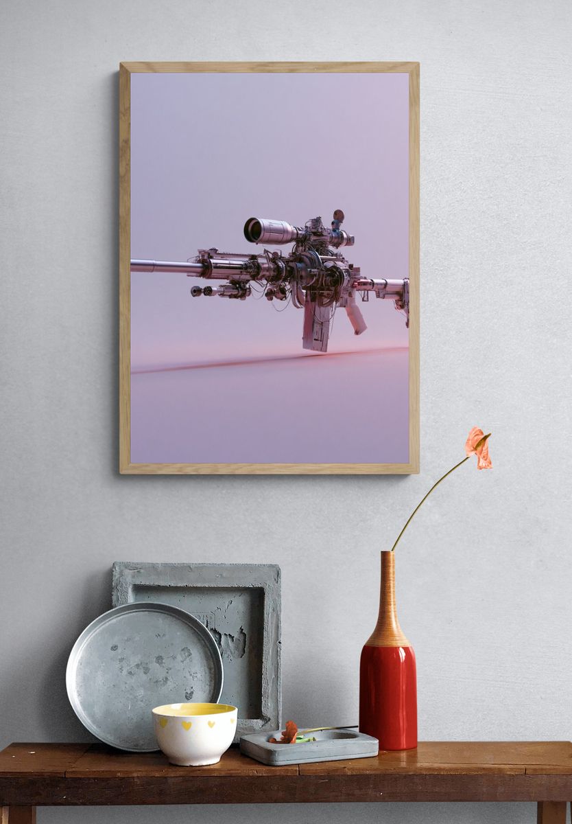 Futuristic Rifle Digital Art Print. — room view 3