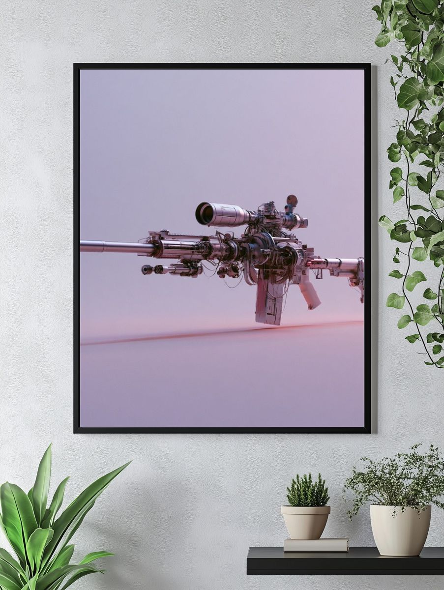 Futuristic Rifle Digital Art Print. — room view 4
