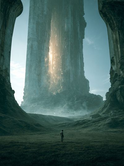 Sci-Fi Monolith Landscape Poster. poster