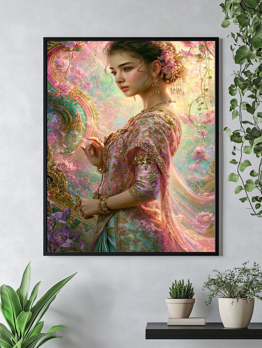 Floral Portrait Fantasy Illustration Poster. — room view 4