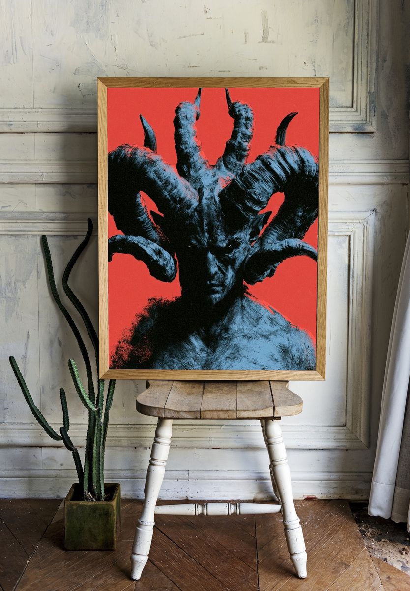 Horned Demon Portrait Print. — room view 1