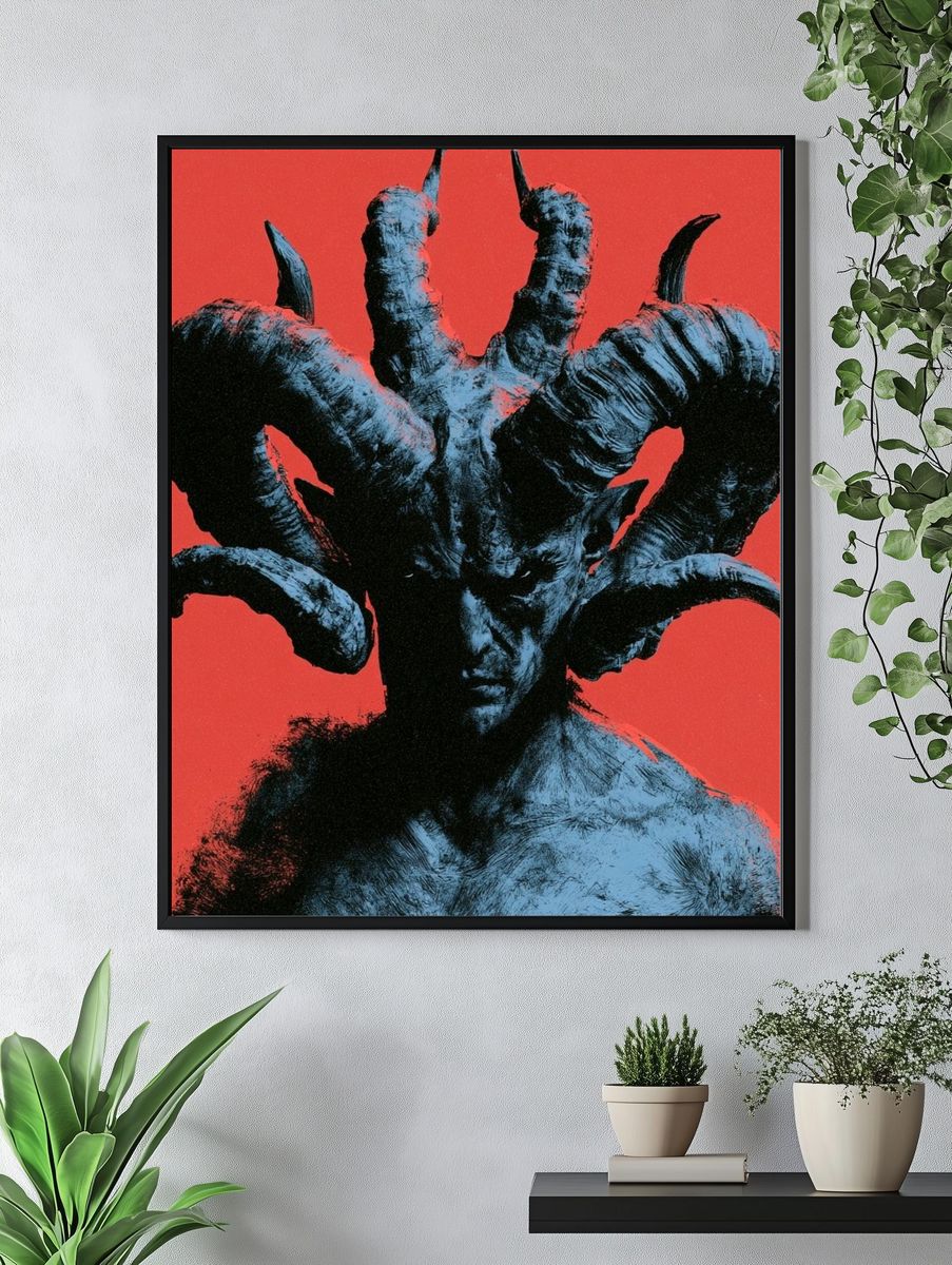 Horned Demon Portrait Print. — room view 4