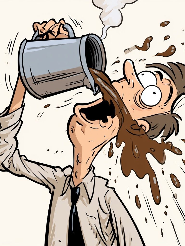 Coffee Spill Cartoon Poster. poster detail